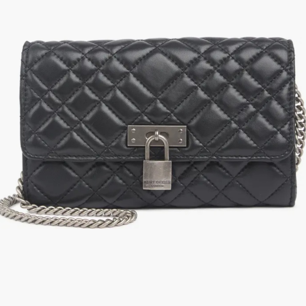 New KURT GEIGER Brixton Leather Chain Wallet- Black